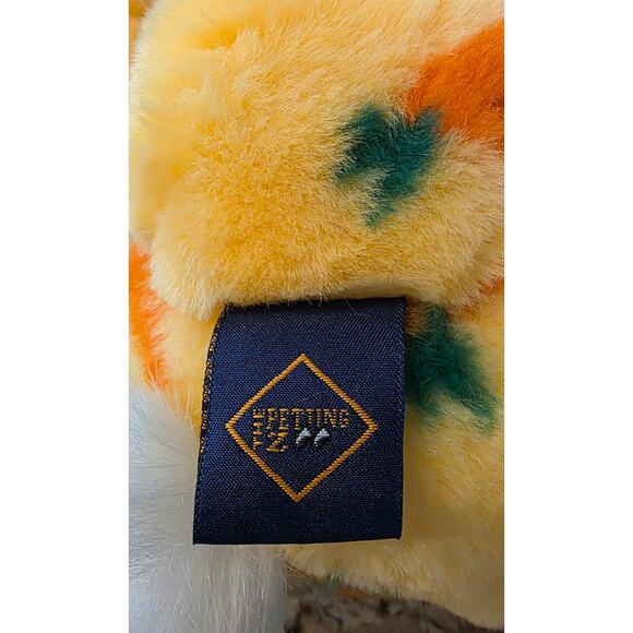 Petting Zoo Yellow Carrot Print Plush‎ Bunny Rabbit Bow 1994 - Picture 4 of 4